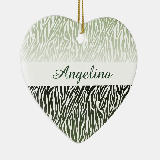 Wild Green Zebra Print Ombre Keramisch Ornament (Rechts)