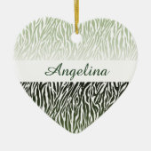Wild Green Zebra Print Ombre Keramisch Ornament (Voorkant)