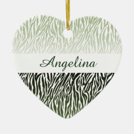 Wild Green Zebra Print Ombre Keramisch Ornament