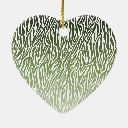 Wild Green Zebra Print Ombre Keramisch Ornament (Achterkant)