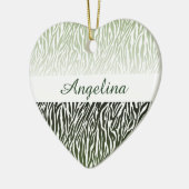 Wild Green Zebra Print Ombre Keramisch Ornament (Links)