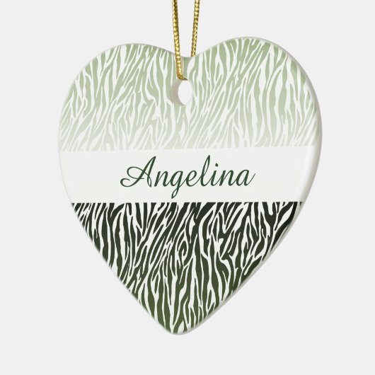Wild Green Zebra Print Ombre Keramisch Ornament (Links)