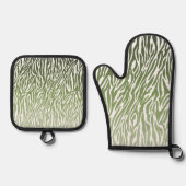 Wild Green Zebra Print Ombre Ovenwant & Pannenlap Set (Voorkant)