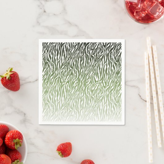 Wild Green Zebra Print Ombre Servet (Insitu)