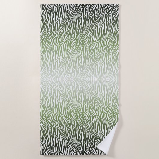 Wild Green Zebra Print Ombre Strandlaken (Voorkant)