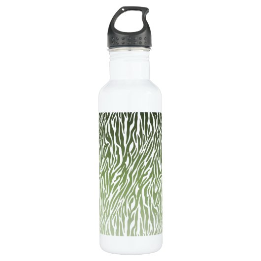 Wild Green Zebra Print Ombre Waterfles (Voorkant)