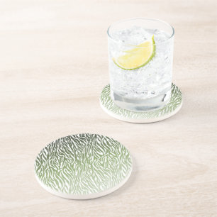 Wild Green Zebra Print Ombre Zandsteen Onderzetter