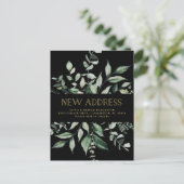 Wild Greenery Black | Verplaatsingsaankondiging Briefkaart (Staand voorkant)