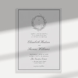 Wild Greenery Crest Formal Modern Classic Wedding Kaart