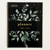 Wild Greenery | Elegant Black Planner (Voorkant)