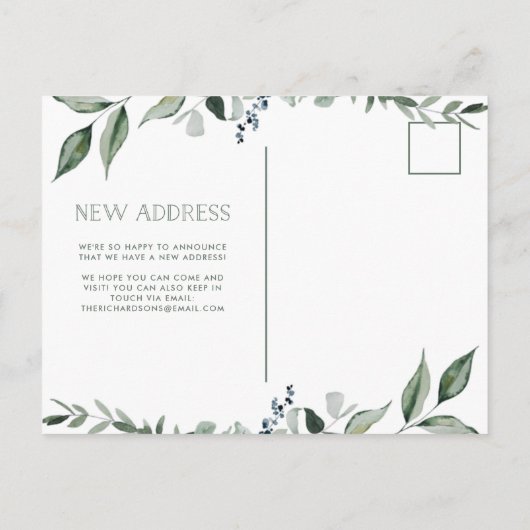 Wild Greenery | Verplaatsingsaankondiging Briefkaart (Achterkant)