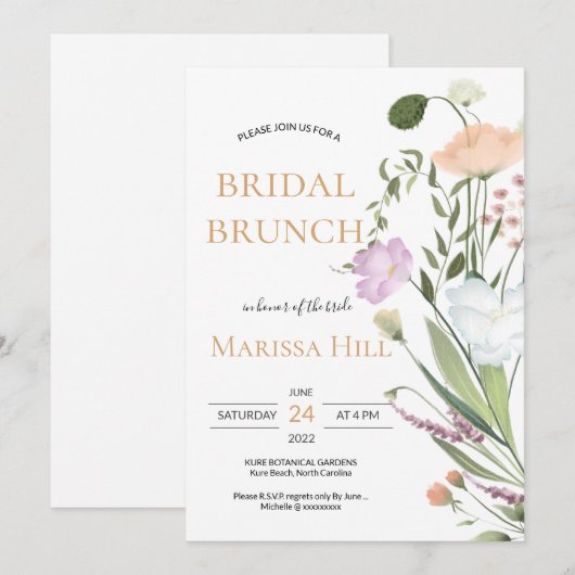 Wild greenery Vrijgezellenfeest Brunch Uitnodiging (Voorkant / Achterkant)