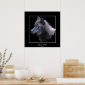 Wild Grey Wolf Wildlife Art Poster (Keuken)