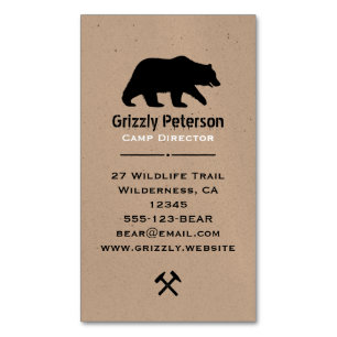 Wild Grizzly Beer Silhouet   Natuur Wildlife Visitekaartje Magneet