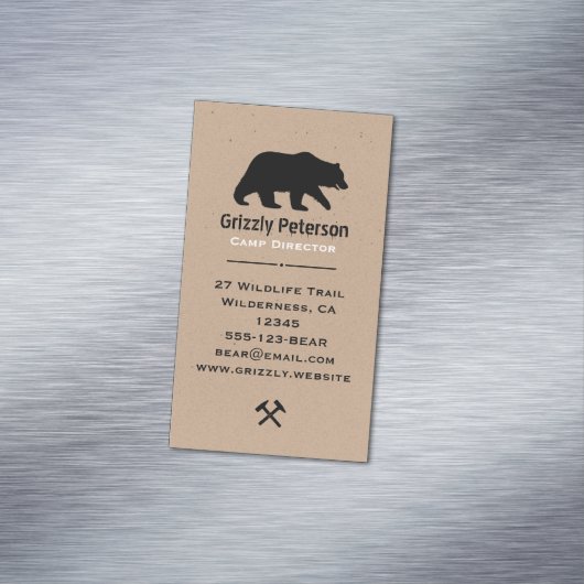 Wild Grizzly Beer Silhouet | Natuur Wildlife Visitekaartje Magneet (Voorbeeld)