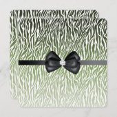Wild Groene Zebra Print Bow Sweet Sixteen Kaart (Voorkant / Achterkant)