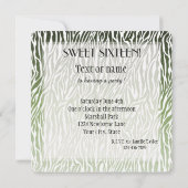 Wild Groene Zebra Print Bow Sweet Sixteen Kaart (Achterkant)