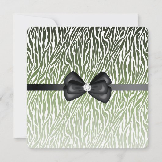 Wild Groene Zebra Print Bow Sweet Sixteen Kaart (Voorkant)