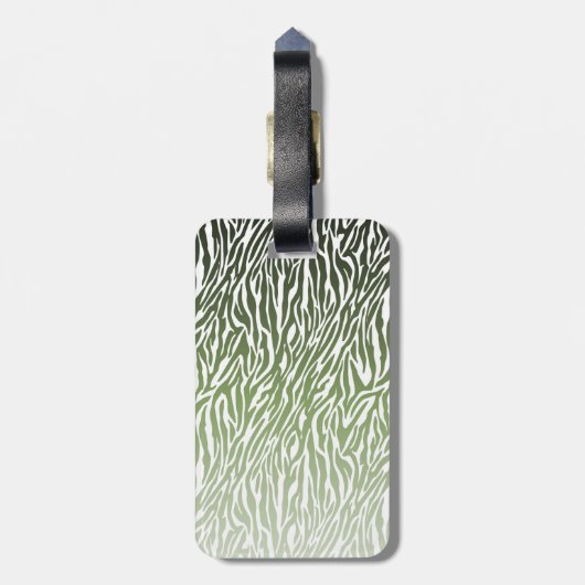 Wild Groene Zebra Print Ombre Monogram Bagagelabel (Achterkant verticaal)