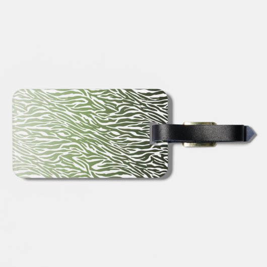 Wild Groene Zebra Print Ombre Monogram Bagagelabel (Achterkant horizontaal)