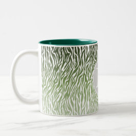 Wild Groene Zebra Print Ombre Monogram Tweekleurige Koffiemok