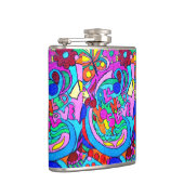 wild groovy kleuren vredelievende kolf heupfles (Rechts)