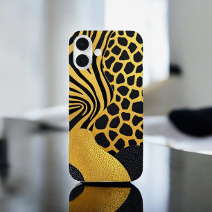 Wild Guard: Zwart en Geel Dierenprint iPhone 16 Plus Hoesje