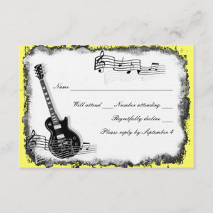 Wild Guitar Yellow Music RSVP Kaartje