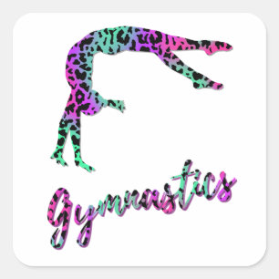 Wild Gymnastiek Meisje Gymnastiek met dierenprin Vierkante Sticker