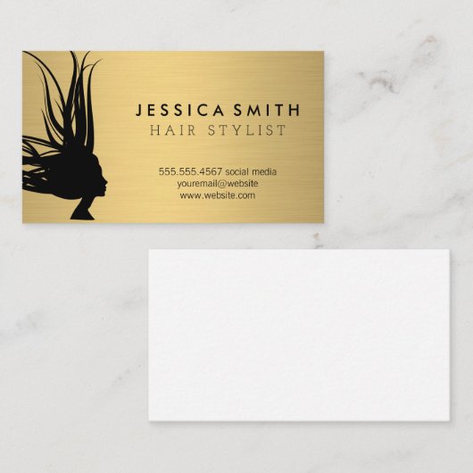 Wild Hair | Goudpenseel metaal Visitekaartje (Voorkant / Achterkant)