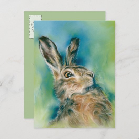 Wild Hare Exuberance Pastel Art Briefkaart (Voorkant / Achterkant)