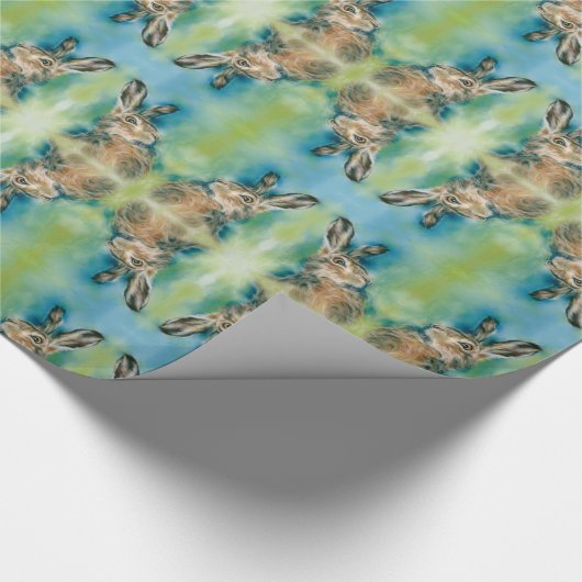Wild Hare Exuberance Pastel Art Cadeaupapier (Hoek)