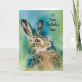 Wild Hare Exuberance Pastel Art Custom Birthday Kaart (Voorkant)