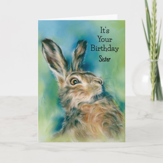 Wild Hare Exuberance Pastel Art Custom Birthday Kaart (Voorkant)