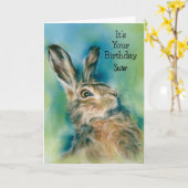 Wild Hare Exuberance Pastel Art Custom Birthday Kaart (Gele Bloem)