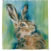 Wild Hare Exuberance Pastel Art Douchegordijn (Voorkant)