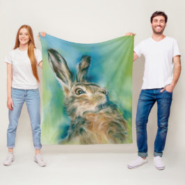 Wild Hare Exuberance Pastel Art Fleece Deken