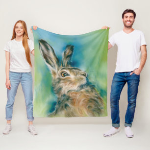 Wild Hare Exuberance Pastel Art Fleece Deken
