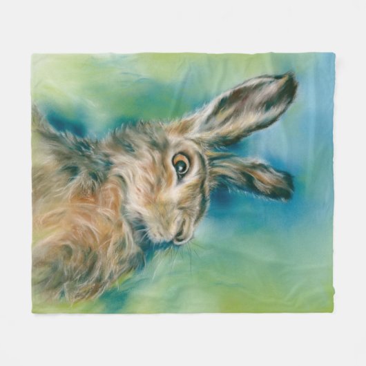 Wild Hare Exuberance Pastel Art Fleece Deken (Voorkant (Horizontaal))