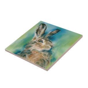Wild Hare Exuberance Pastel Art Tegeltje