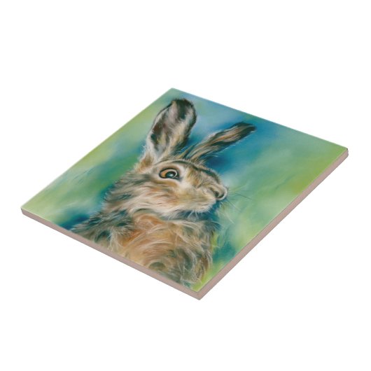 Wild Hare Exuberance Pastel Art Tegeltje (Zijkant)