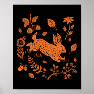 Wild Hare Rabbit Cottagecore Herfst Thanksgiving Poster