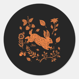 Wild Hare Rabbit Cottagecore Herfst Thanksgiving Ronde Sticker