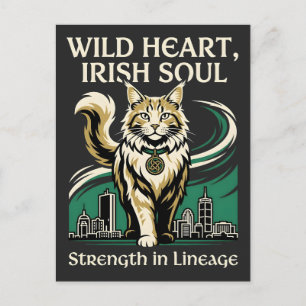 Wild Hart Ierse Ziel Maine Coon Briefkaart