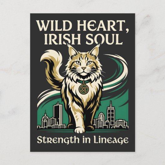 Wild Hart Ierse Ziel Maine Coon Briefkaart (Voorkant)