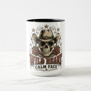Wild Hart Kalm Gezicht Western Citaat Mok