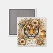 Wild Hart Vrije Geest Boho Bloemig Tijger Kunst Magneet (Voorkant / Achterkant)