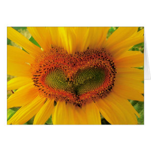 Wild hart, zonnebloempitekaart, liefde, bruiloft
