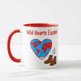 Wild Hearts Explore Kaart en Wandelschoenen Kunst Mok