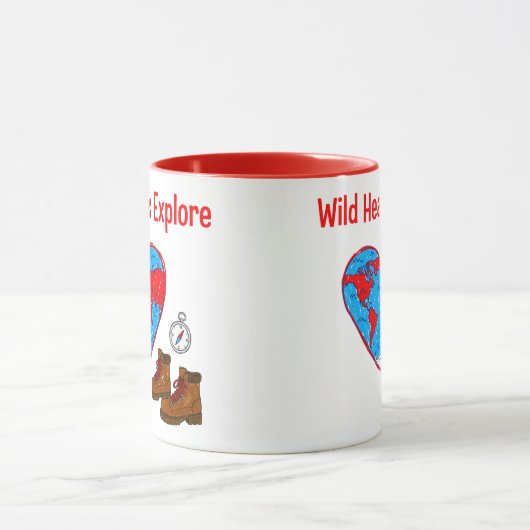 Wild Hearts Explore Map and Hiking Boots Art Mok (Midden)